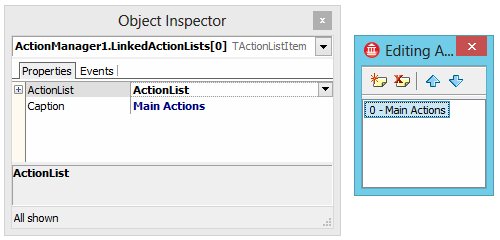 Connecting an action manager to an existing action list