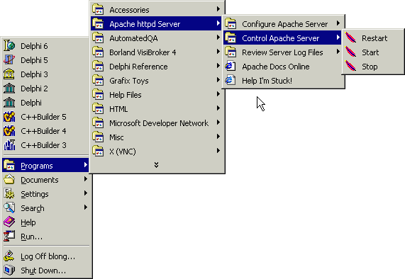 Apache Start menu group