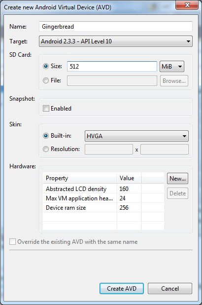 Creating an AVD