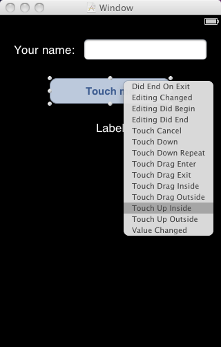 Connecting an action in Interface Builder