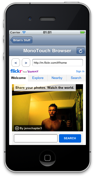 Browser app running in the Simulator Browser app running in the Simulator
