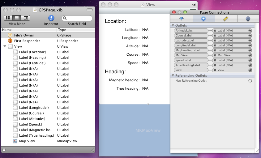 GPS page in Interface Builder GPS page in Interface Builder