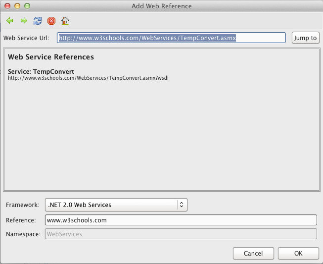 Importing a SOAP web service Importing a SOAP web service