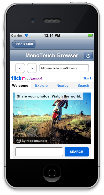 Browser app running in the Simulator Browser app running in the Simulator