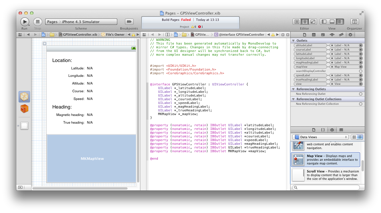 GPS page in Interface Builder GPS page in Interface Builder