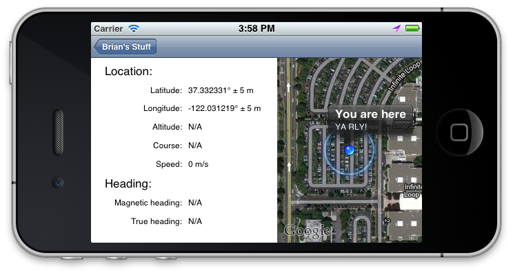 GPS app rotated in the Simulator