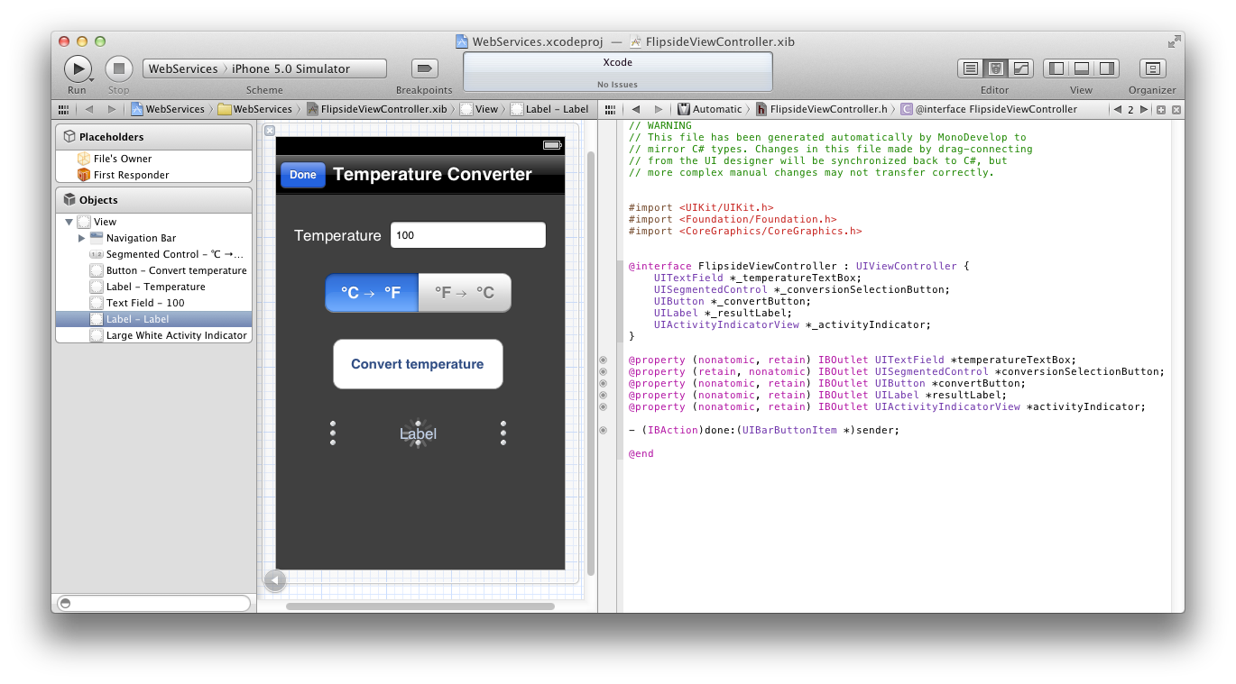 Setting up the web service client in Interface Builder Setting up the web service client in Interface Builder