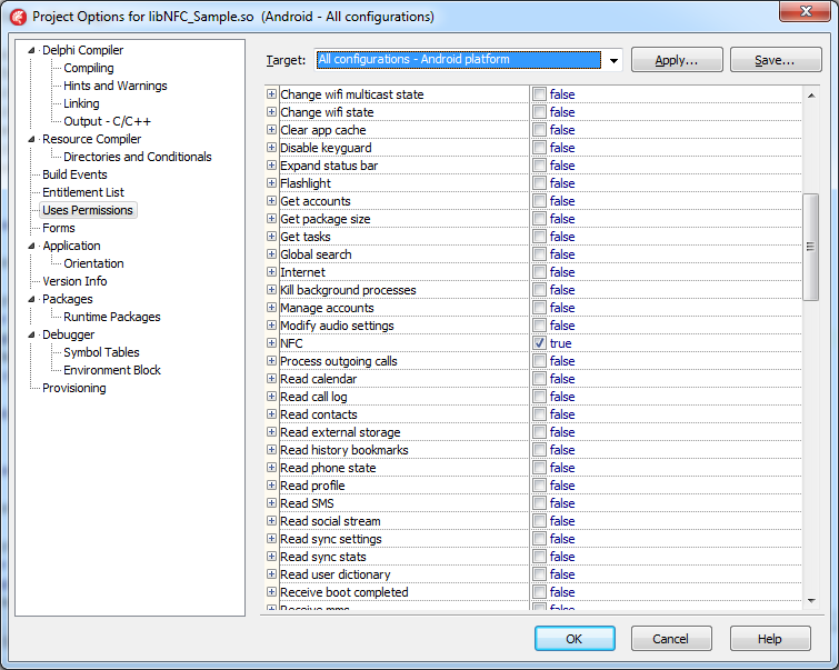 Specifying the NFC permission requirement