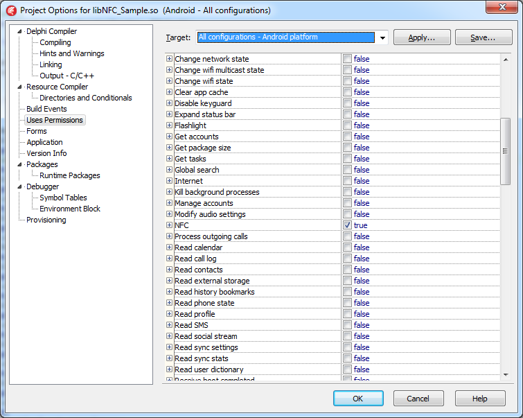 Specifying the NFC permission requirement