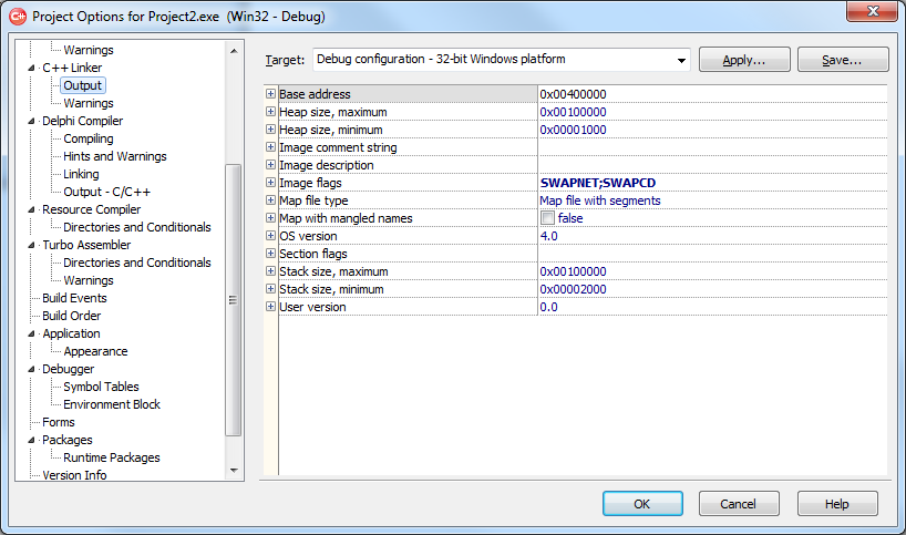 C++ linker output options